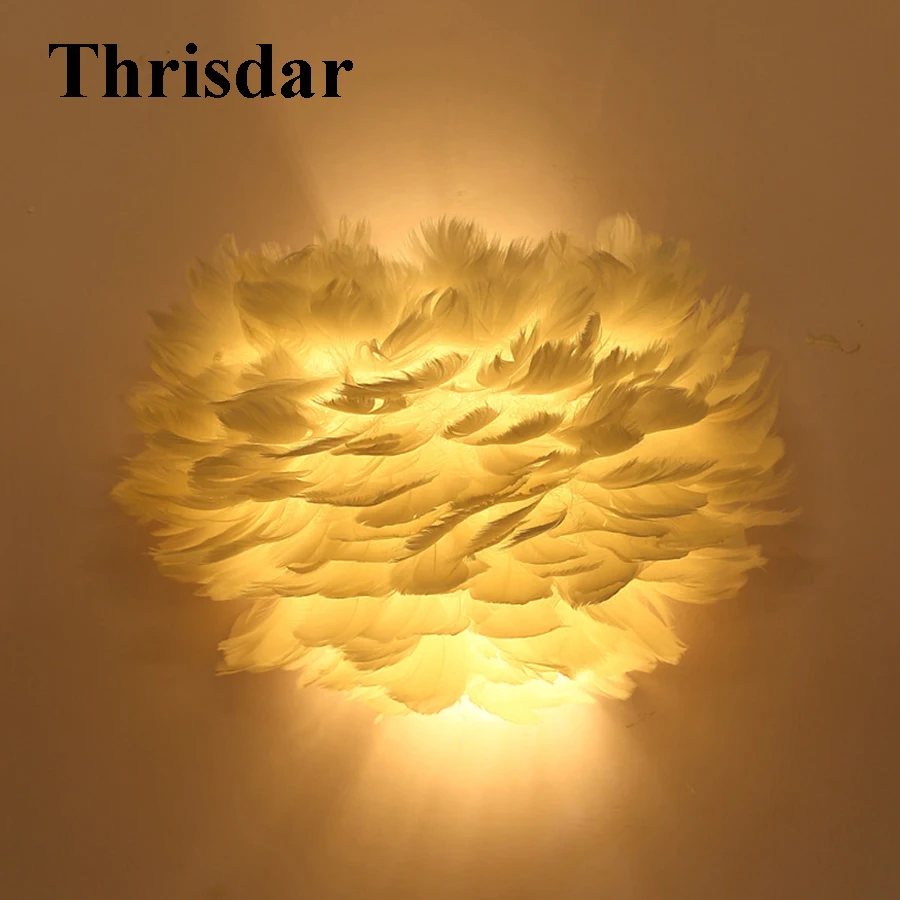 Настенные светодиодные лампы Thrisdar в скандинавском стиле с пером и основанием E14