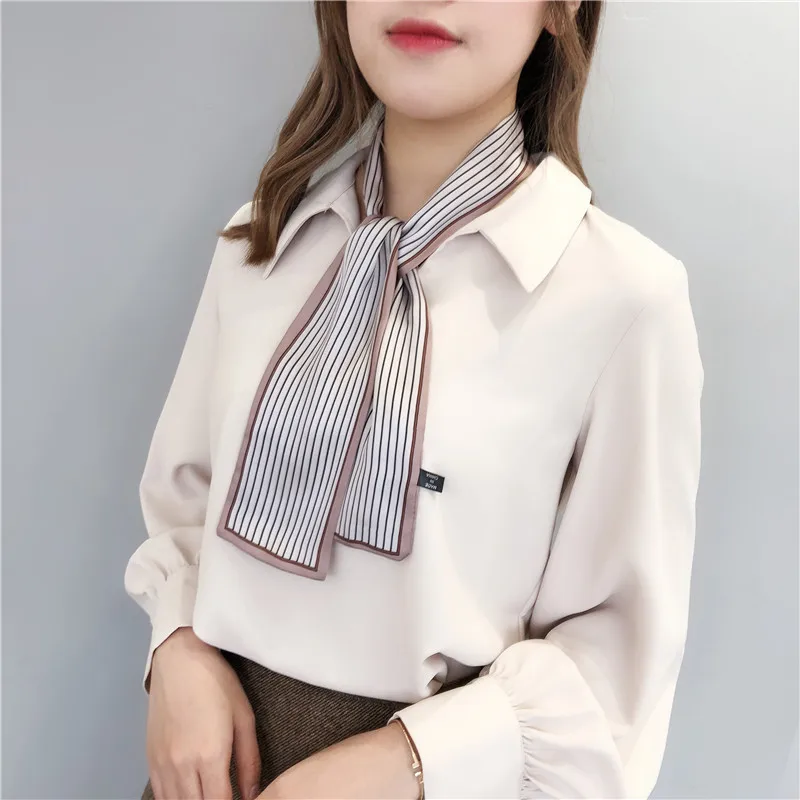 

Plain Striped Long Scarf 4 Colors Optional Spring Summer Autumn Decorative Fashion Small Scarf