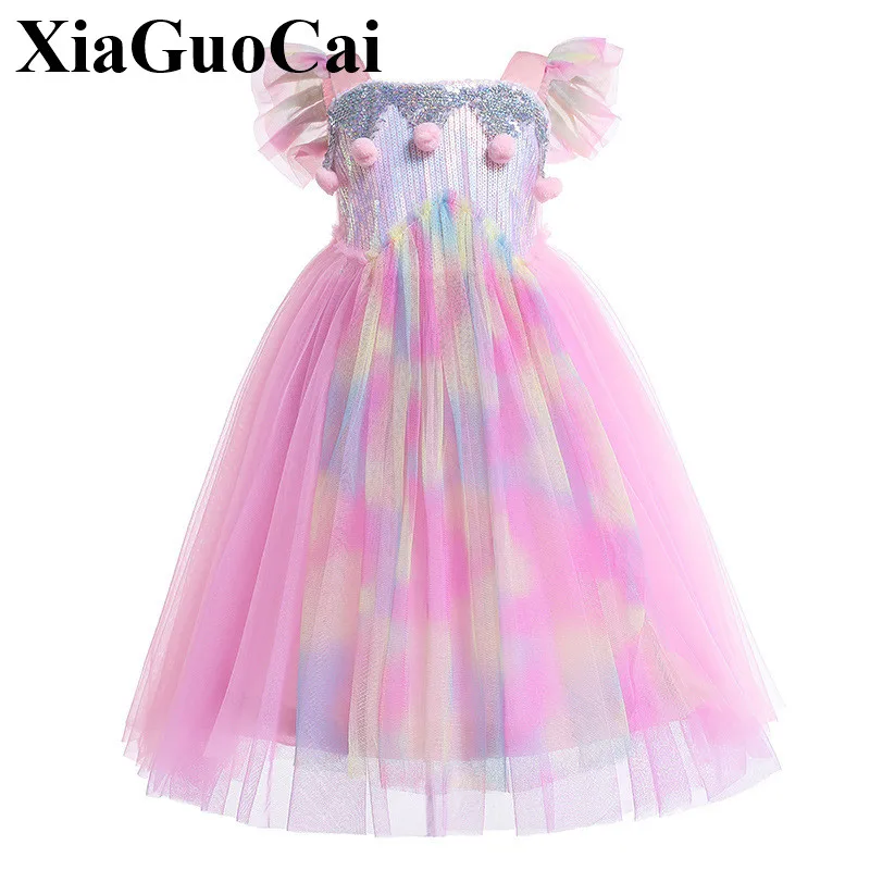 

Kids Girls Dress Summer Backless Cotton Ruffle Dresses Children Clothing Performance Cute Polka Dots Dress Princess Vestidos