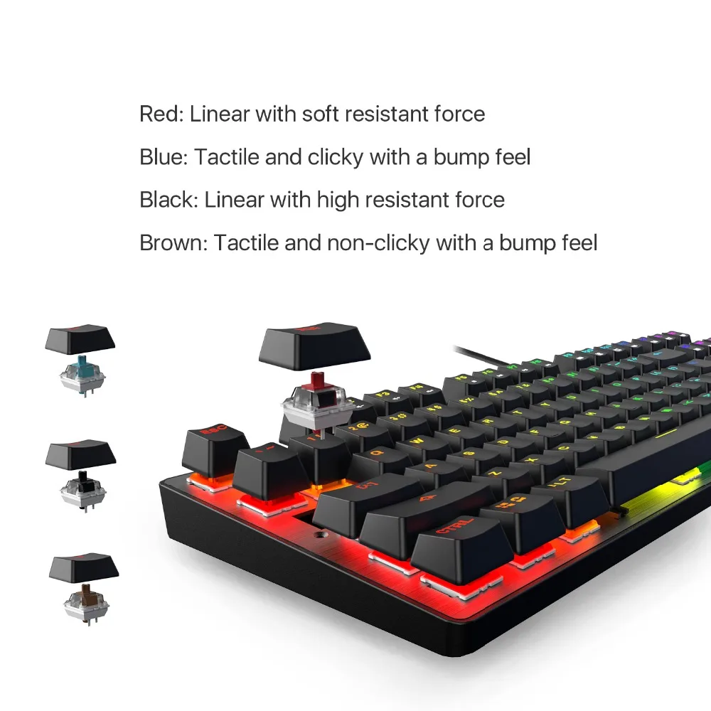 DREVO Tyrfing V2 87Key RGB Подсветка Игры Механическая клавиатура компактная