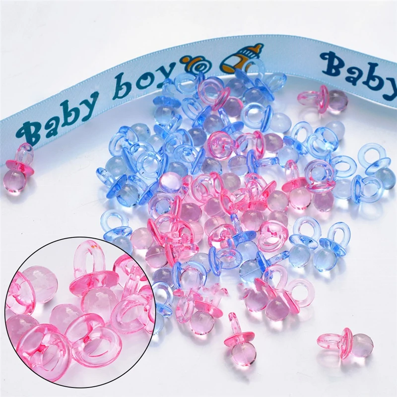 50pcs Baby Shower Christening Mini Pacifiers Girl Boy Party Home Decorations Happy Birthday Party Gift Baby Shower Pacifier