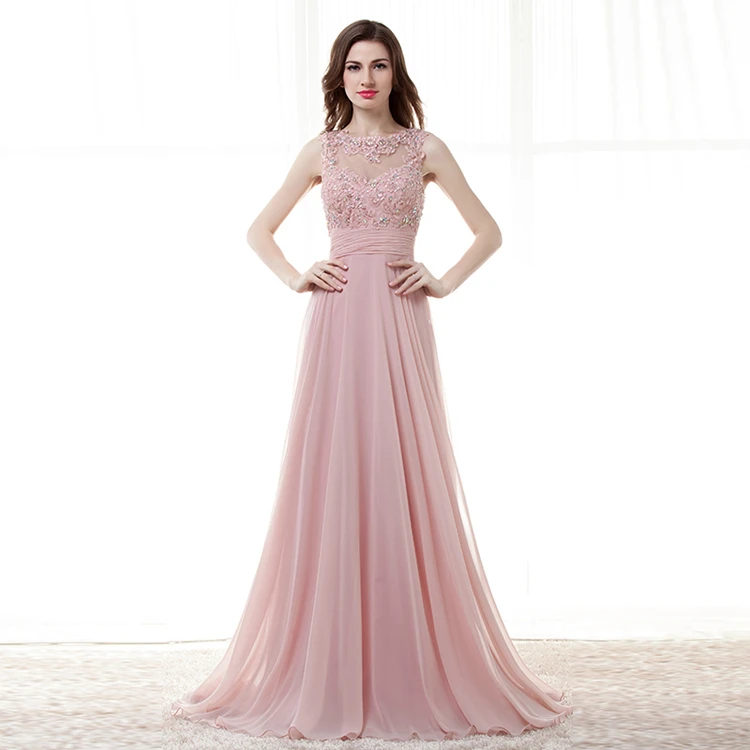 pale pink long dress