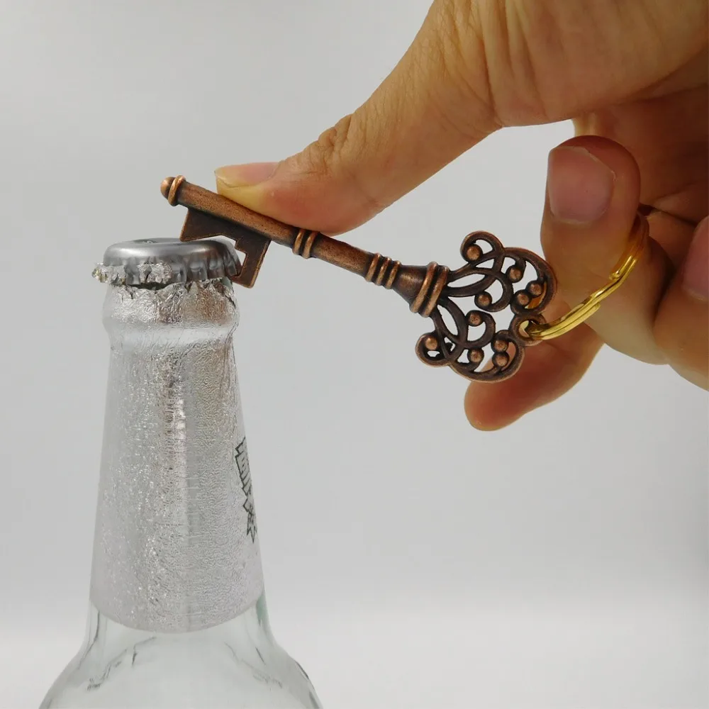 Свадебные сувениры Ключ форма открывалка для пивных бутылок+ бирки винтажный Ретро брелок для ключей открывашка брелок металлический Бронзовый портативный подарок для гостей