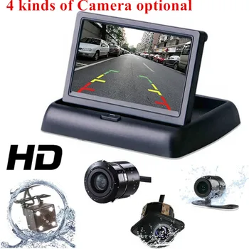 

LESHP Universal Car Reversing Kit parking sensor with 4.3 Inch Folding Monitor+Waterproof Wide Angle HD Rear View Backup Camera
