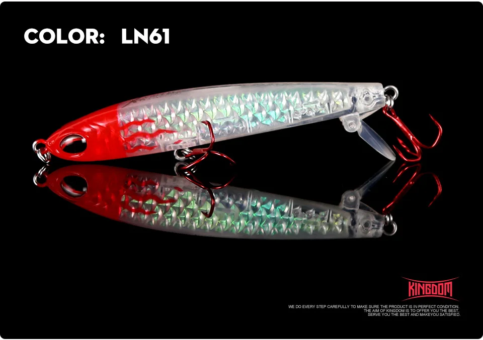 KINGDOM Hot High Quality Pencil & Minnow Fishing Lure Top water Hard Baits Good Action and Special reflective shiny fish skin  (12)