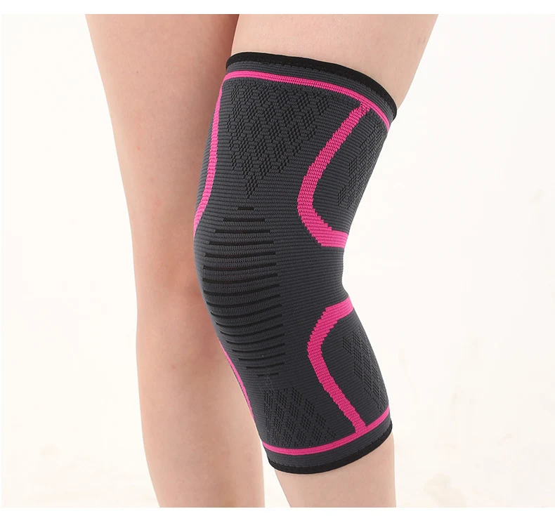 1 шт. Фитнес Бег Велоспорт поддержка колена подтяжки эластичный нейлон Спортивный компрессионный наколенник рукав для баскетбола волейбол - Цвет: Розовый