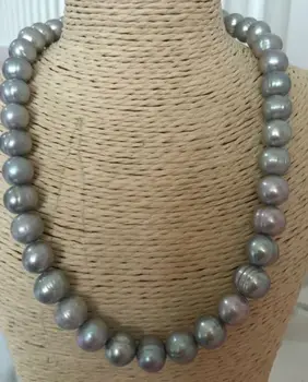 

stunning 10-12mm tahitian baroque grey pearl necklace