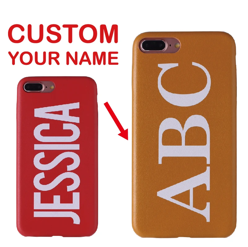 

Real Leather Luxury Bold Custom Name Text Initial Phone Case Cover Coque Fundas For iPhone X 6 6S 6Plus 7 7Plus 8 8Plus 5 SE