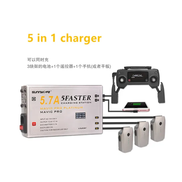 $49.99  5 in1 5.7A Large Current Battery Controller Smartphone Tablet Fast Charger w/ OLED Display for DJI 