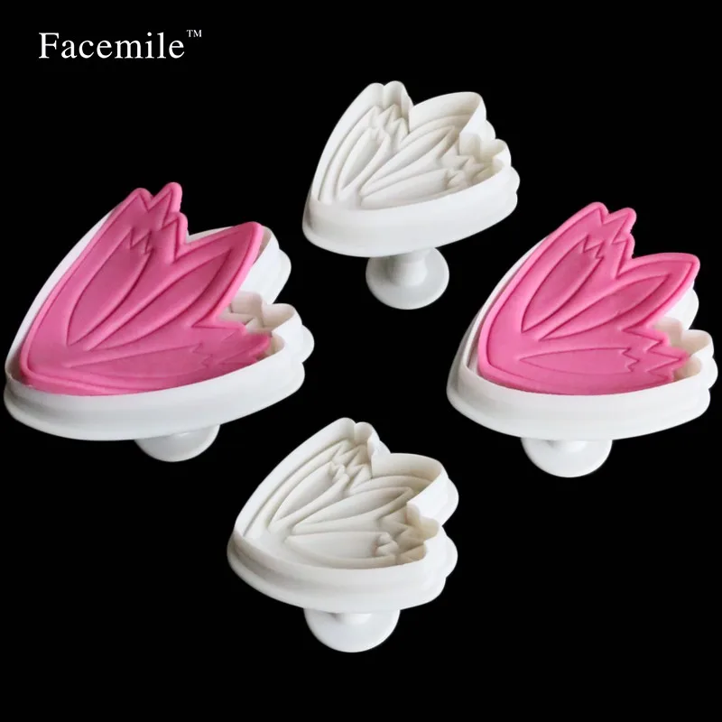 Facemile 4 шт./компл. лепесток тюльпана Sugarcraft Фондант подарок плунжерный резак Декор DIY Плесень 04015