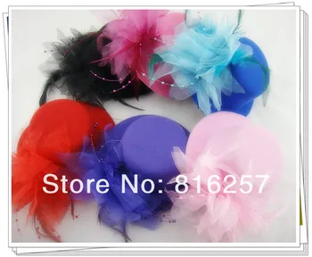 

Free shipping 6 colors high quality mini top fascinator hats red bridal hair accessoires Great as kentucky derby party hats FS59