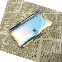 Fashion Transparent Laser Binder Cover PVC travel rainbow bright hand account clip shell multifunctional hand book A5 A6