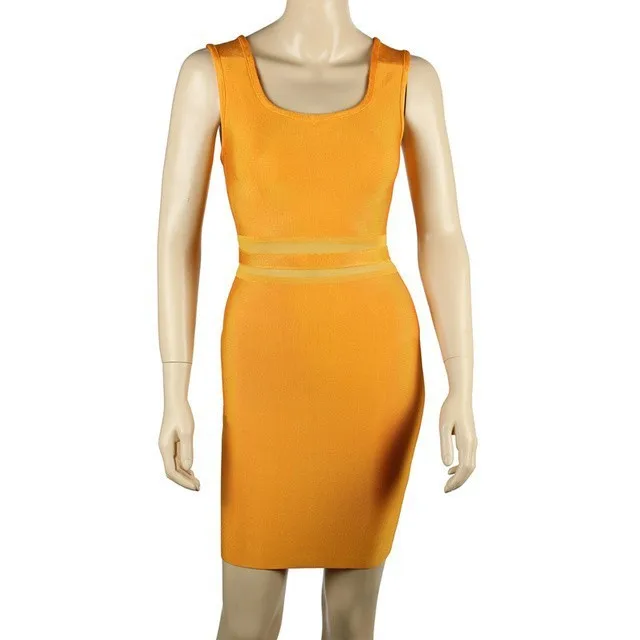 Одежда высшего качества Для женщин сексуальная о Средства ухода за кожей шеи оранжевый район платья повязки трикотажные Bodycon Эластичный дизайнерское платье