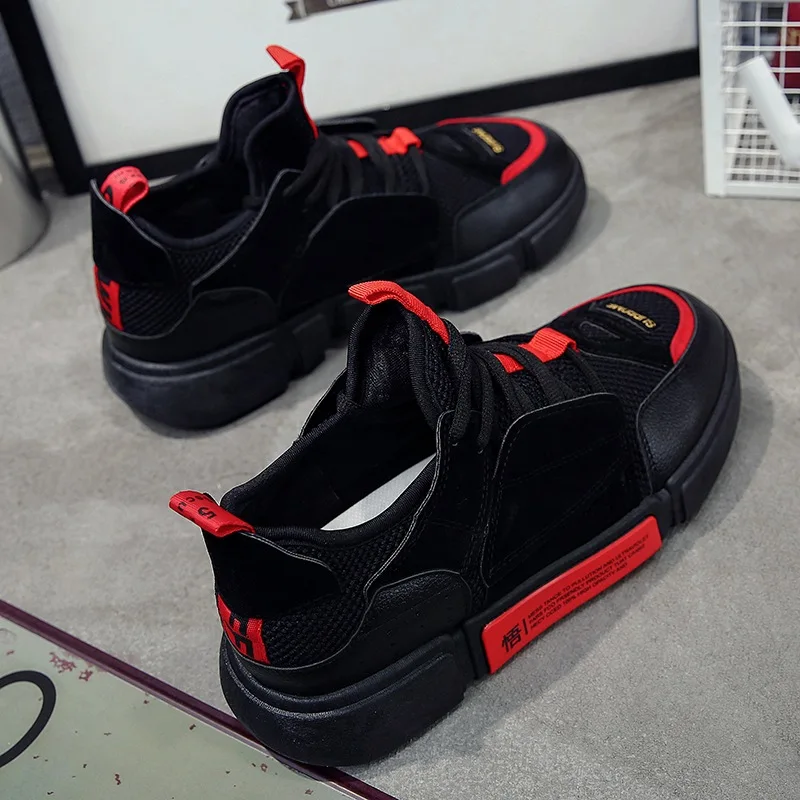 Модная мужская обувь; Tenis Masculino Adulto; классические черные и белые лоскутные сетчатые туфли на шнуровке; Zapatillas Superstar; повседневные кроссовки - Цвет: Черный