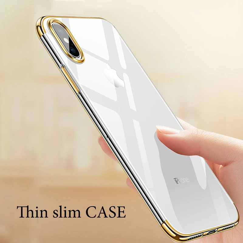 Роскошный чехол с покрытием для iPhone XS MAX XR X 11 6 S 7 8 Plus тонкие прозрачные резиновые