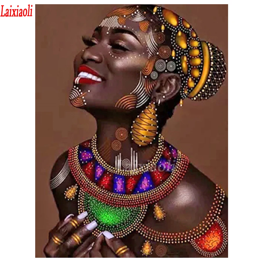 

Full square circular Diamond Painting America African woman girl 5d Wall Sticker Diamond Embroidery Sale Picture Of Rhinestones