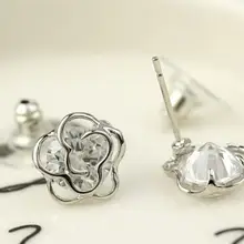 OMH купить 5 пар OFF20% серебро 18KT Белое золото Австрийские кристаллы модные Камелия Стад Серьги EH147