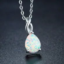 White Drop Australi Opal Necklace Pendants Moonstone Labradorite Sunstone Necklace, Opal Jewelry, October Birthstone White Fire