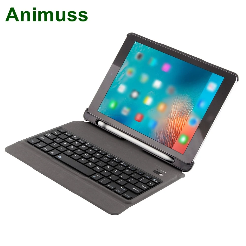 

Animuss Detachable Quiet Wireless Bluetooth Keyboard Cover With Stylus Holder For iPad 9.7 Case