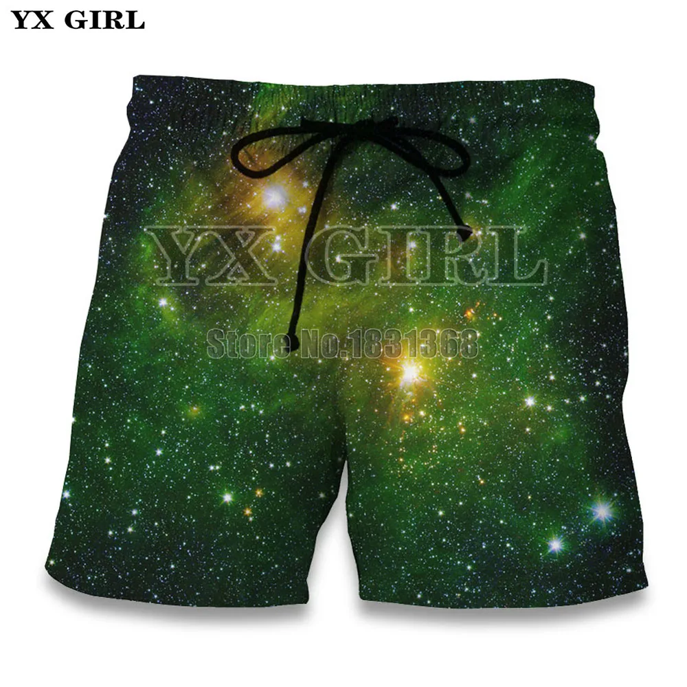 YX GIRL Psychedelic Nebula Звездные мужские/женские модные шорты с принтом аниме 3d шорты плюс размер Drop Прямая