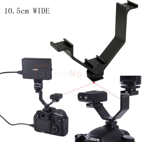 

10.5cm Portable Camera Triple Hot Shoe V-Bracket Mount Stand for LED Video Light
