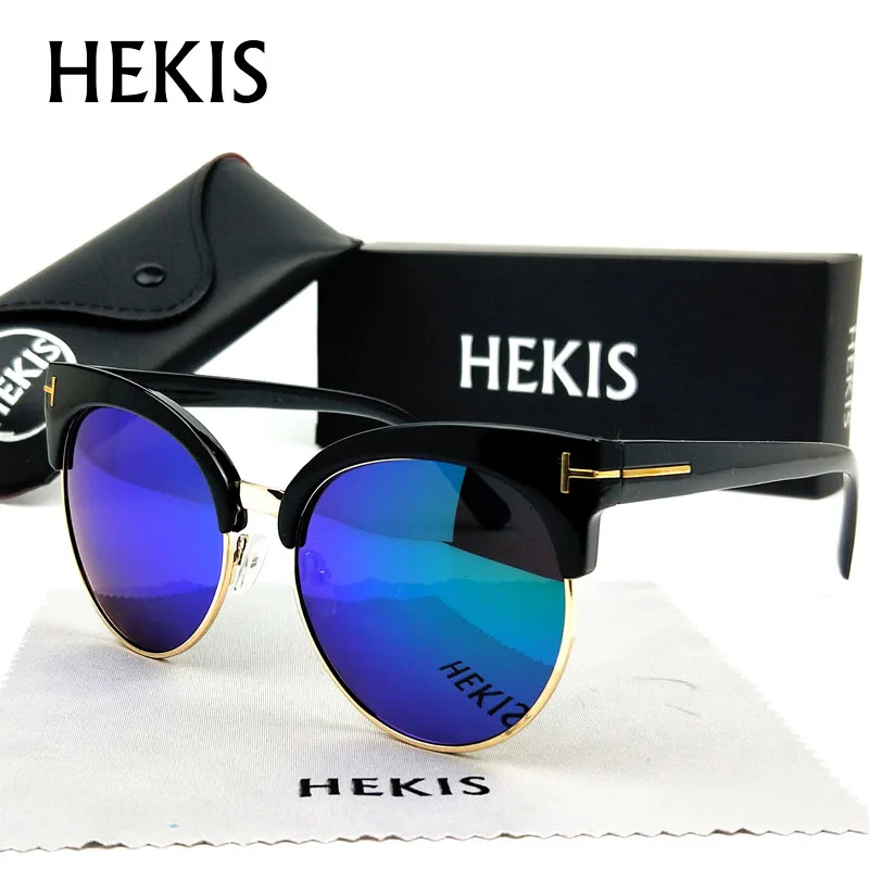

HEKIS Women Sunglasses polarized Men designer oversized Lightweight Mirrored Frame Glasses Cat Eye Polaroid Eyewear Super