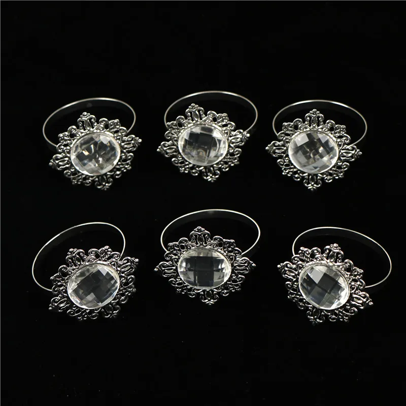 6pcs Diamond Paper Napkin Ring For Table Kitchen Serviette Holder
