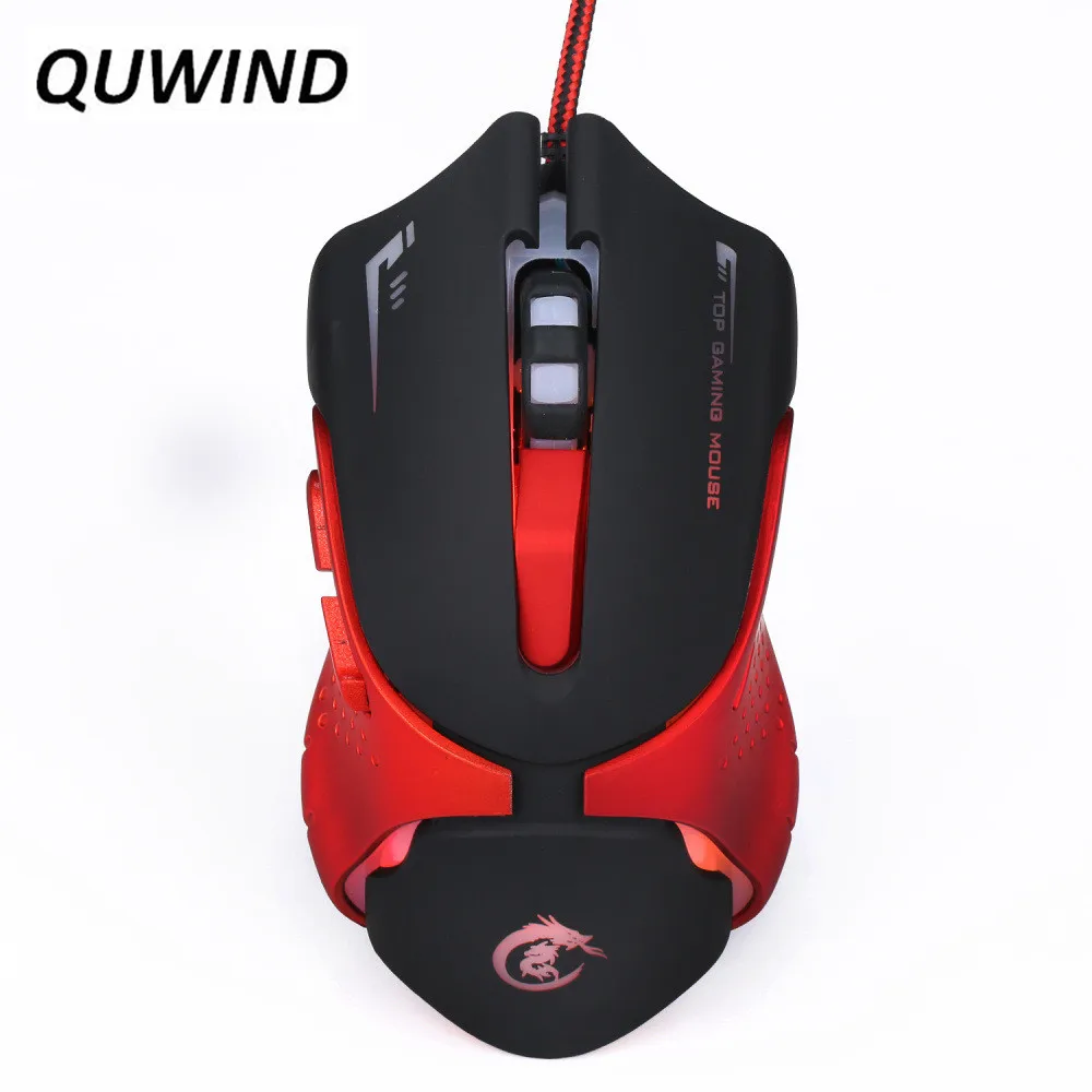 

QUWIND 7 Colors Breathing Light Gaming Mouse Wired Game Mouse Optical USB Gaming Mouse 6 Button 3200 DPI Mouse