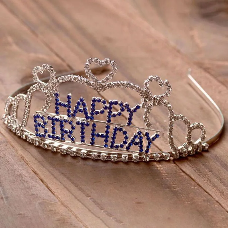 

2 Model Birthday Rhinestone Embellished Tiara Headbands Girls Happy Birthday Party Crown Tiara Hair Accessories For Girls