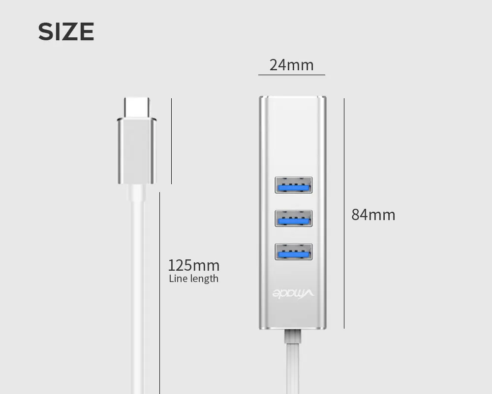 Vmade type-C 3* USB 3,0 концентратор с RJ45 Gigabit Ethernet LAN порт конвертер для ПК планшеты и многое другое type-C Расширенный USB 3,0 адаптер