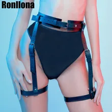 Сексуальная кожаная подвязка в готическом стиле Харадзюку, ручная работа, ремни для ног, 2 подтяжки и съемные уплотнительные кольца для ног, фетиш