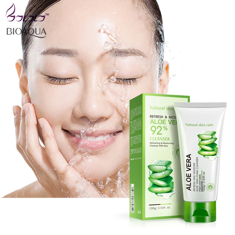

BIOAQUA High Quality Aloe Essence Facial Pore Cleanser Washing product skin care anti-acne oil control cleansing skin care