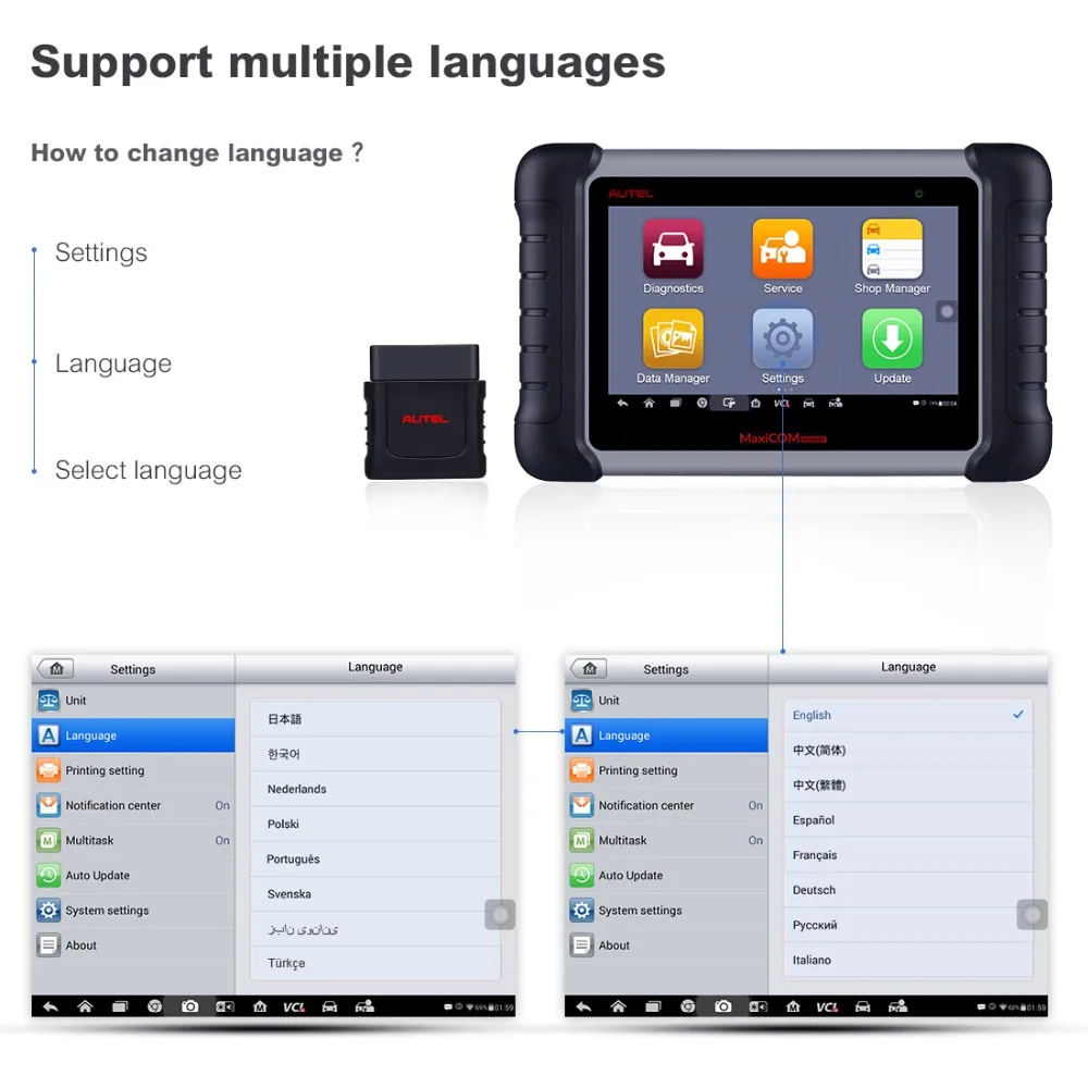 Autel MaxiCOM MK808BT OBD2 Scanner Car Diagnostic Tool Automotive Diagnosis Functions of EPB/IMMO/DPF/SAS/TMPS Autel MaxiCOM MK808BT OBD2 Scanner Car Diagnostic Tool Automotive Diagnosis Functions of EPB/IMMO/DPF/SAS/TMPS