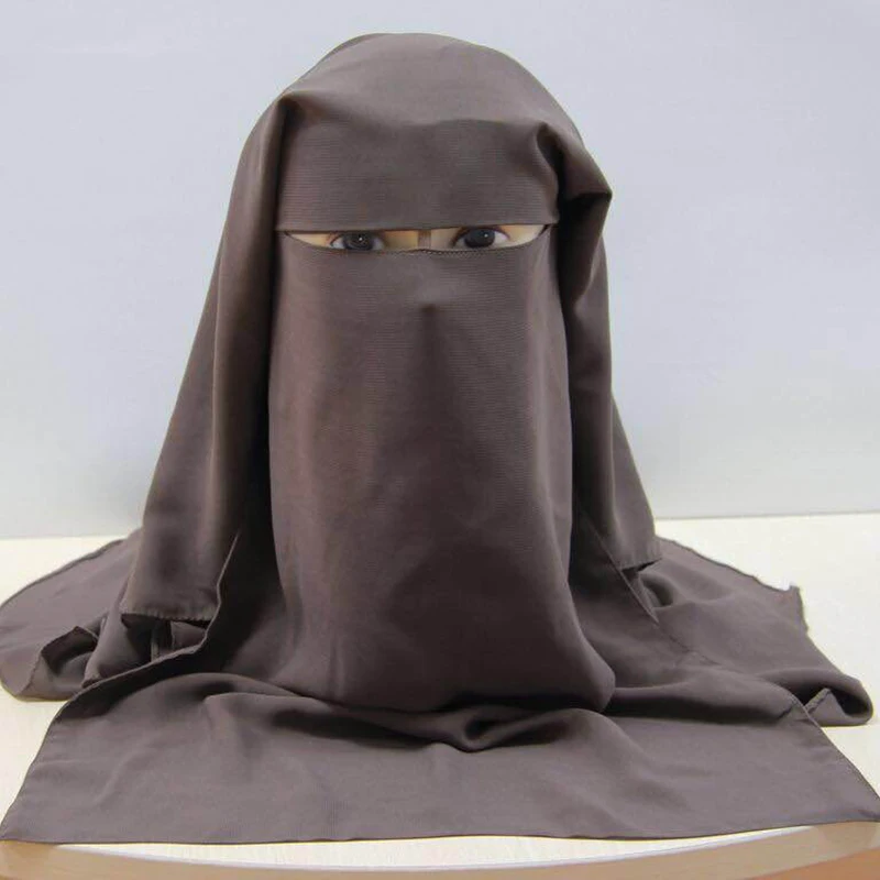 Мусульманская бандана шарф мусульманский 3 слоя Niqab Паранджа черная Обложка для