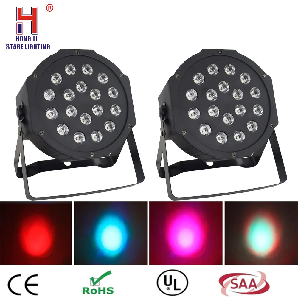 

Dj light led par lights 18x3w flat par RGBW with dmx controll wash for family party stage show equipment 2pcs/lot