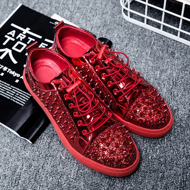 

CNFIIA Shoes Men Casual Footwear Skate Shoes Men Shoes Leather Men Fashion Red Black Designer 2019 Brand Male Sneakers Walking
