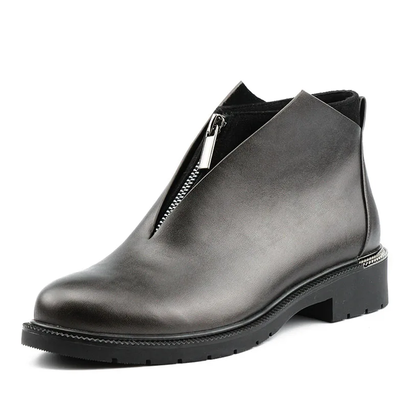

ALLEN Brand New Fashion Booties Big Size 35-42 Wide Heels Zip Round Toe Shoes Woman Causal Office Spring Autumn Ankle Boots