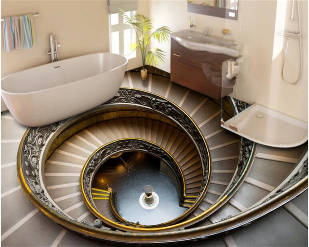 

beibehang development ofany size wallpaper painting Rotary stairs 3D flooring outdoor stereo painting backdrop papel de parede