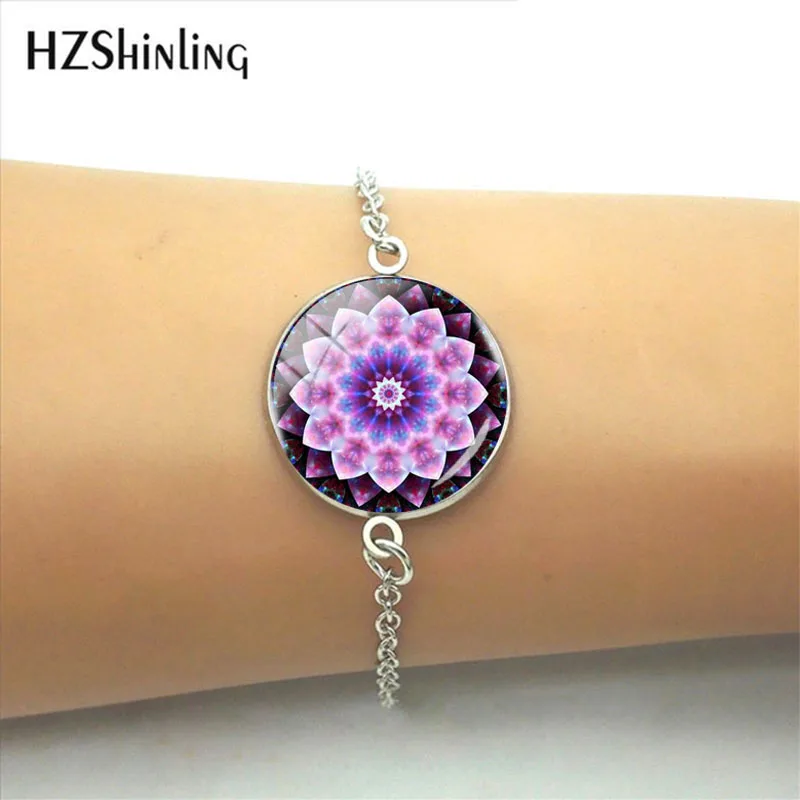 

2019 New Fashion Tibetan Om Mandala Bracelet Gray Om Jewelry Vintage Buddhism Dome Pendant Silver Jewelry Women Gift