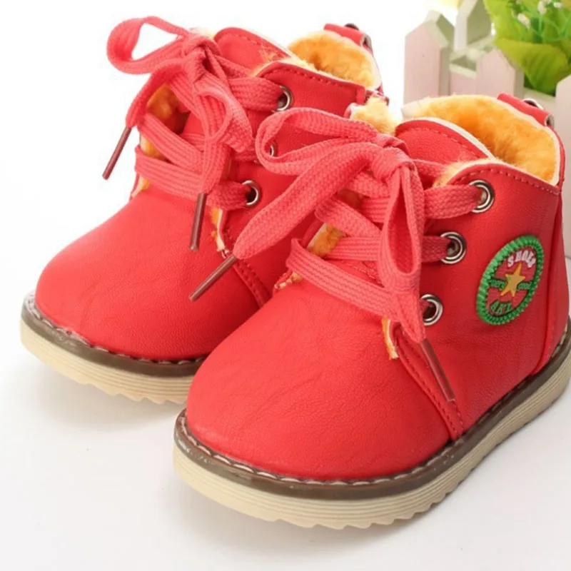 Классический британский модный стиль детские сапоги взрыв Весна Осенняя детская одежда женская обувь зима для малышей Зимние сапоги XZ1 - Цвет: Plush red