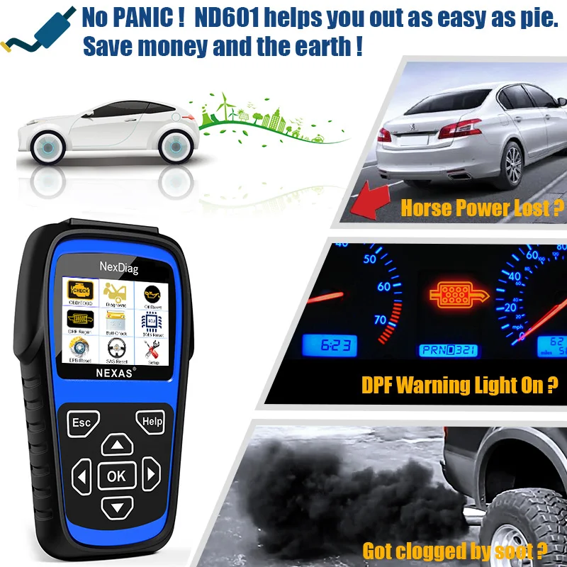 Nexas ND601 OBD2 автомобильный сканер DPF Сброс масла ABS SRS подушка безопасности для BMW PK ES910 полная система ODB2 OBDII Автомобильный диагностический инструмент