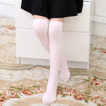 

Girl Solid Stockings Socks Children Kids Summer Autumn Knee high socks 6Colors 3Size