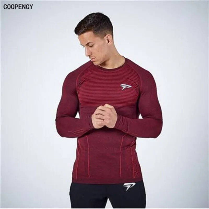 

gymohyeah 2017 New Mens T Shirts Fashion O-Neck casual Long Sleeve T-Shirt Men Tight quick dry Fitness building T-Shirts