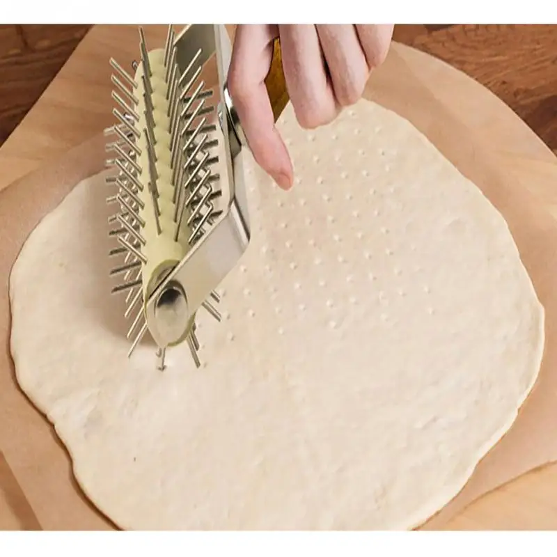 Нержавеющая сталь для выпечки кондитерских роликов игольчатое колесо DIY пиццы коммерческого класса тесто роллер-Докер хлебный пирог отверстие ролик формы для выпечки