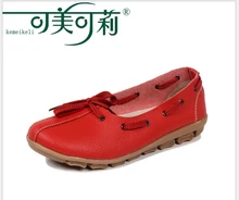 Spring Women Shoes Flat Round Toe lace up Genuine Leather Ladies Flat Shoes Slip on Loafers Female Footwear (1259)
