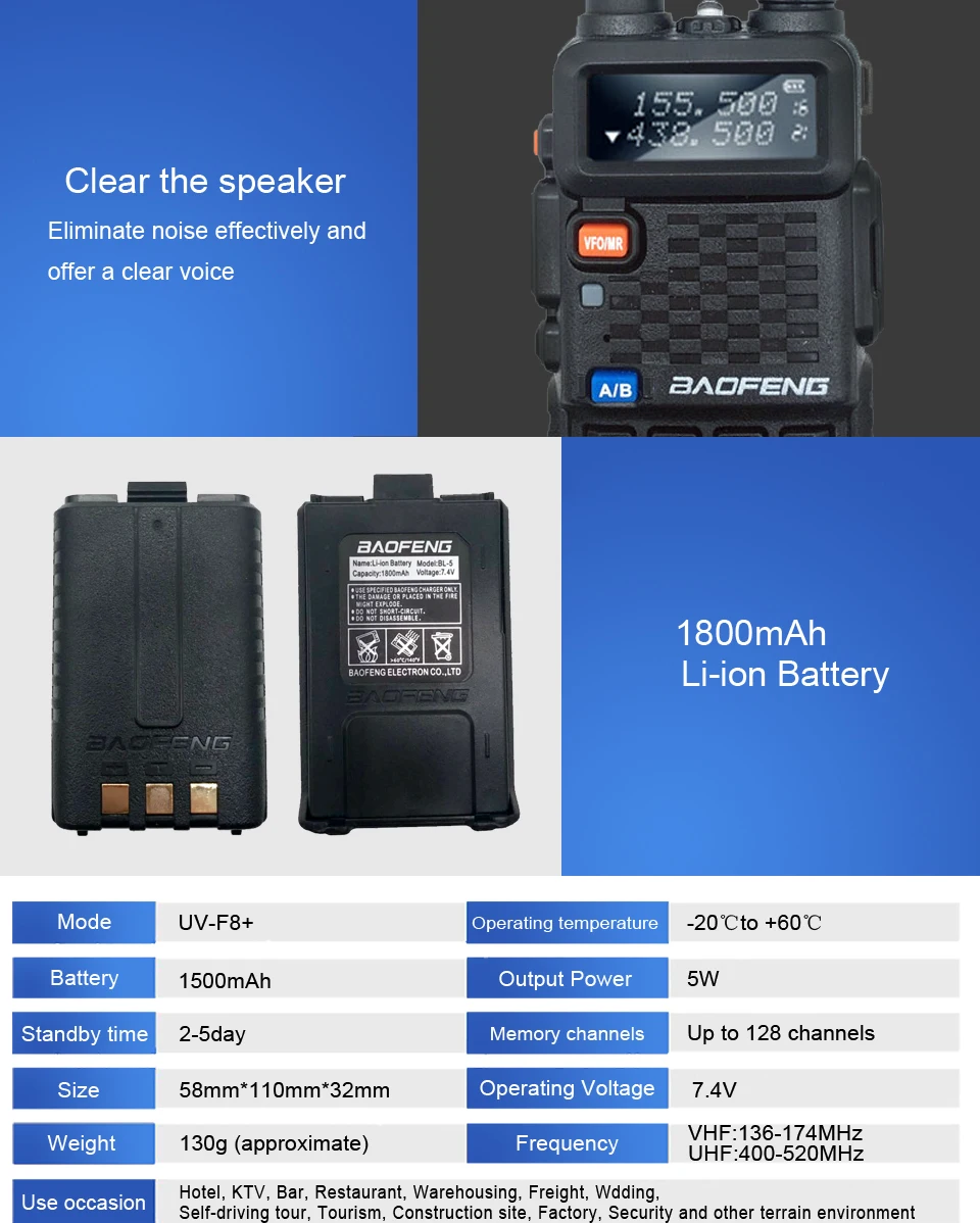 Talkie com Fone de Ouvido Estação de Rádio Baofeng Além Disso Uhf - 10 km Vhf Walkie Ptt Handheld Portátil Hotel cb Carro Amador hf 2pcs Bf-f8 9 KM VHF Walkie Talkie Com fone de