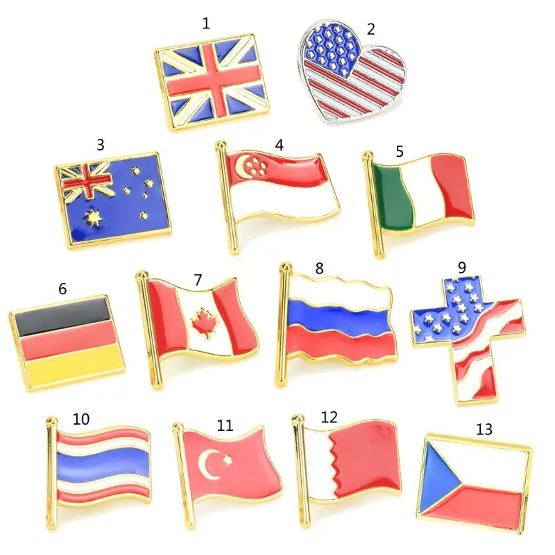 

Enamel American Britain Russia Flag Lapel Pin Brooch Patriotic Proudly Jewelry