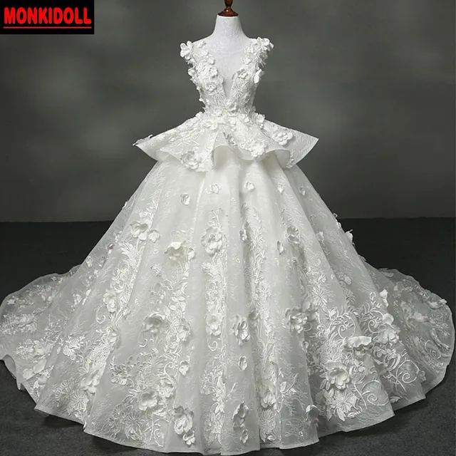 Elegant Y Peplum Ball Gown Wedding Dresses 2017 Corset Key Hole Elegant Y Peplum Ball Gown Wedding Dresses 2017 Corset Key Hole Back Imported China Bridal Gowns
