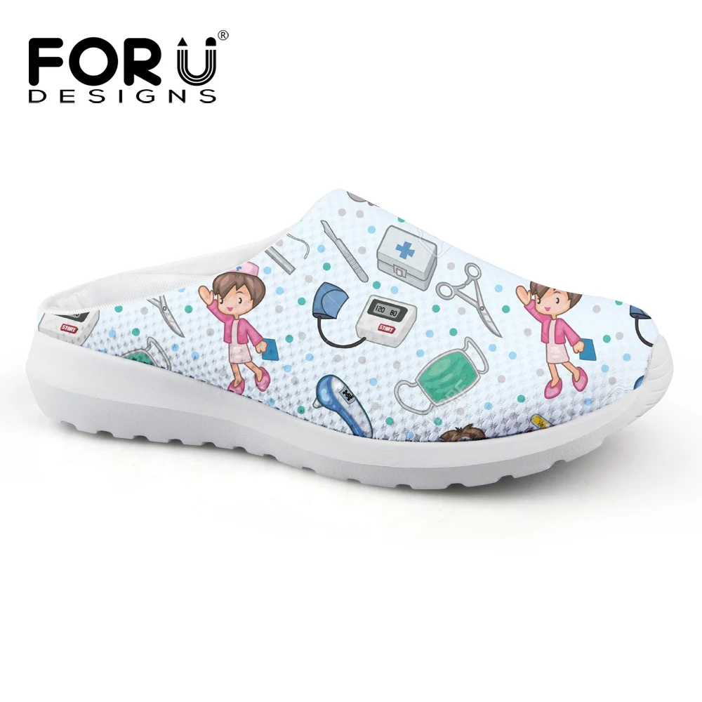 Koop FORUDESIGNS Cartoon Leuke Verpleegster Patroon Casual Vrouwen Slippers Zomer Ademend Mesh vrouwen Sandalen Strand Meisjes Mode Slippers