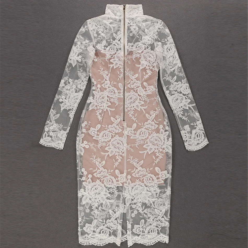 CIEMIILI 2018 Sexy Club Lace Women Dress Long Sleeve Fashion Evening Party Bandage Dresses White Elegant White Autumn Clothes CIEMIILI 2018 Sexy Club Lace Women Dress Long Sleeve Fashion Evening Party Bandage Dresses White Elegant White Autumn Clothes